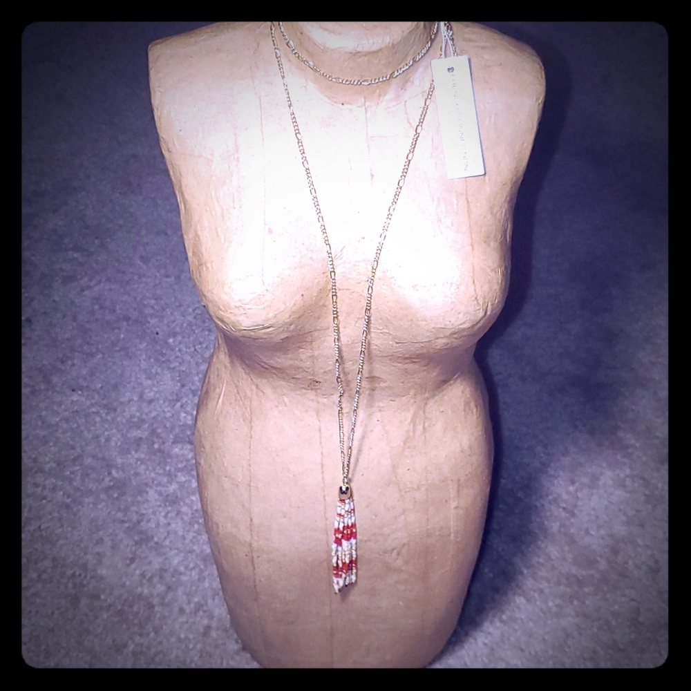Beautiful hand made beaded tassel necklace